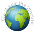 Globe image wrapped in text, We Cover the World